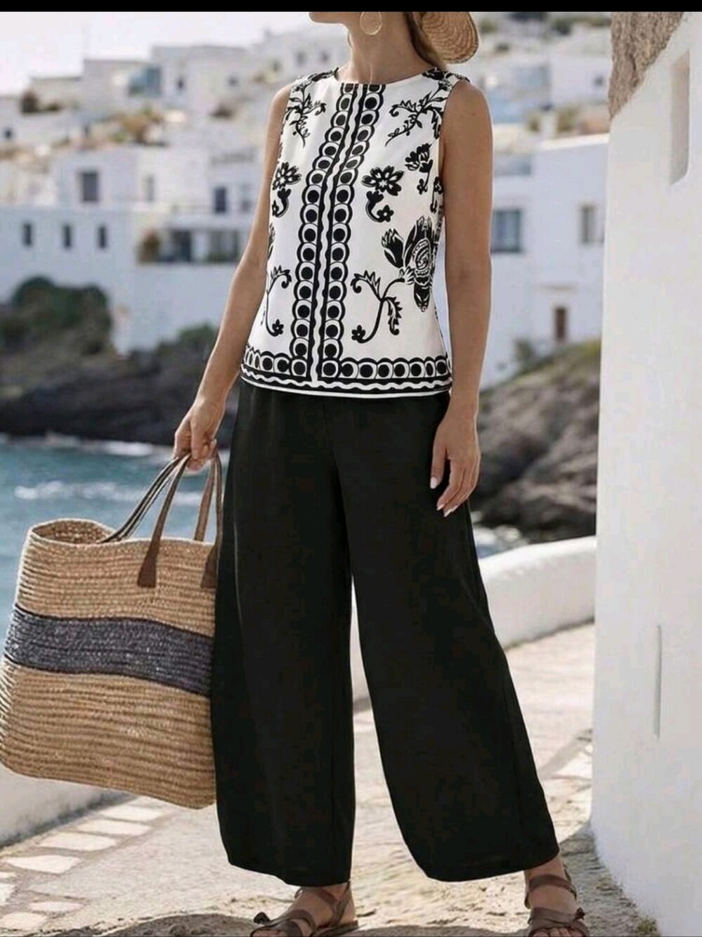 SALE ** BRAND NEW ** 2 PC Black Wide-Leg Summer Pants Set.